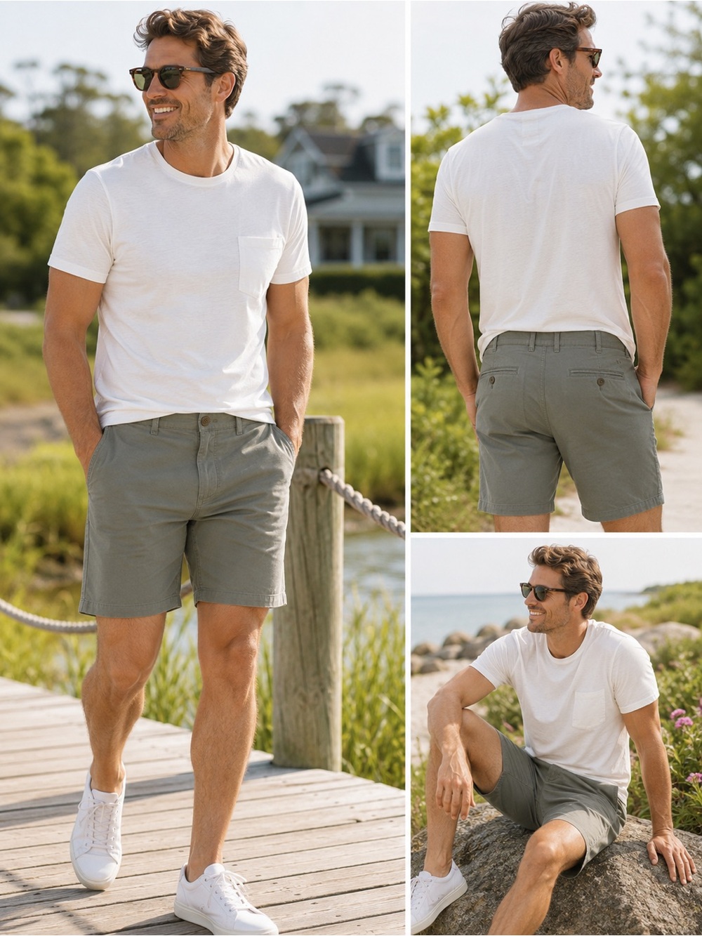 Marine Layer Olive Gray Flat Front Chino Shorts Men’s Size 30 Cotton Blend